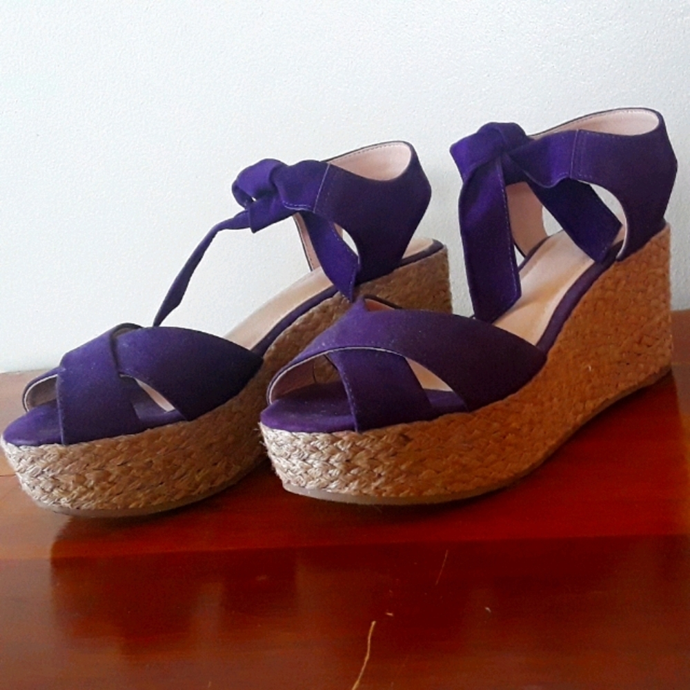 Clée Purple Platforms with ankle bow
